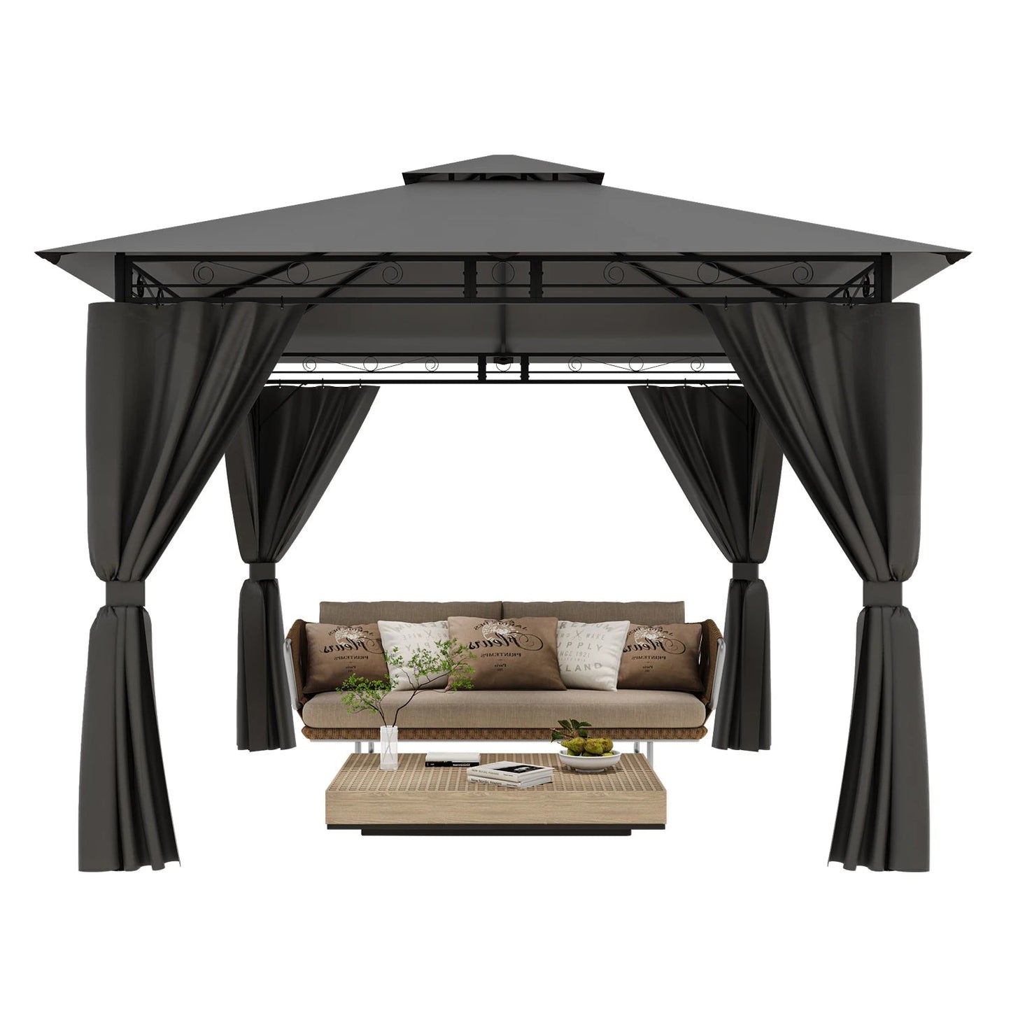 Devoko garden Pavilion 3x3 Meter Waterproof Deluxe Pavilion Party tent Metal Frame Double Wall Roof Design Nova Oria