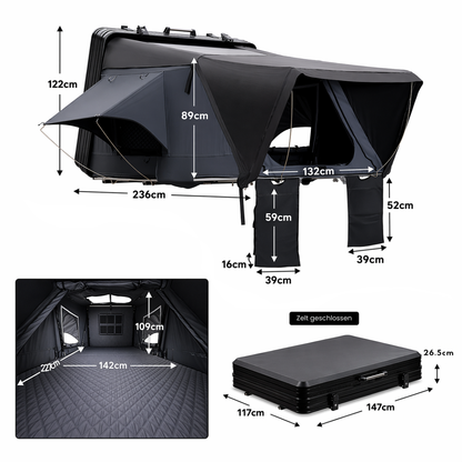 Tente de toit rigide 2–3 places Format standard