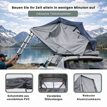 Tente de toit extensible Grise 3 places
