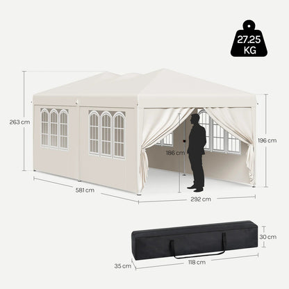 WOLTU Outdoor Garden Gazebo 3x6m Folding Pop-up Tent with 6 Removable Side Panels UV Resistant Waterproof Carry Bag for Parties Nova Oria