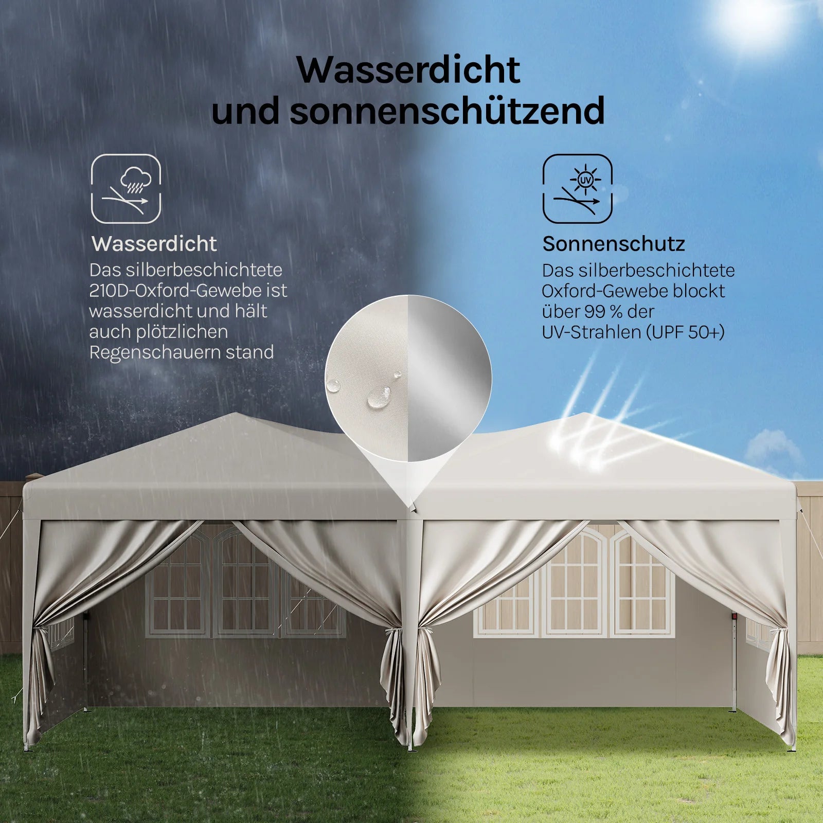 WOLTU Outdoor Garden Gazebo 3x6m Folding Pop-up Tent with 6 Removable Side Panels UV Resistant Waterproof Carry Bag for Parties Nova Oria