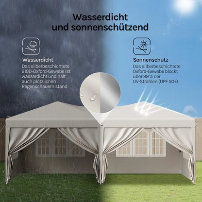 WOLTU Outdoor Garden Gazebo 3x6m Folding Pop-up Tent with 6 Removable Side Panels UV Resistant Waterproof Carry Bag for Parties Nova Oria