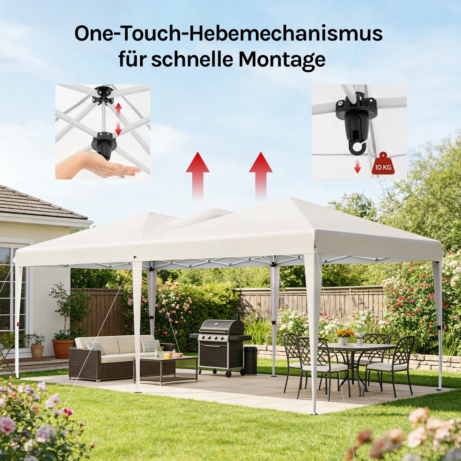 WOLTU Outdoor Garden Gazebo 3x6m Folding Pop-up Tent with 6 Removable Side Panels UV Resistant Waterproof Carry Bag for Parties Nova Oria