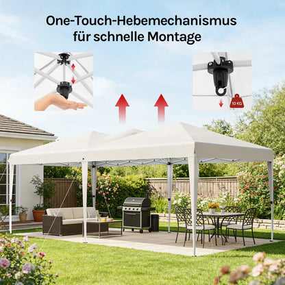 WOLTU Outdoor Garden Gazebo 3x6m Folding Pop-up Tent with 6 Removable Side Panels UV Resistant Waterproof Carry Bag for Parties Nova Oria