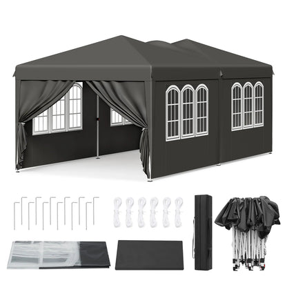WOLTU Outdoor Garden Gazebo 3x6m Folding Pop-up Tent with 6 Removable Side Panels UV Resistant Waterproof Carry Bag for Parties Nova Oria