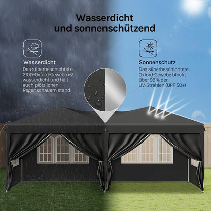 WOLTU Outdoor Garden Gazebo 3x6m Folding Pop-up Tent with 6 Removable Side Panels UV Resistant Waterproof Carry Bag for Parties Nova Oria