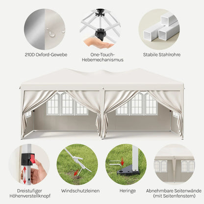 WOLTU Outdoor Garden Gazebo 3x6m Folding Pop-up Tent with 6 Removable Side Panels UV Resistant Waterproof Carry Bag for Parties Nova Oria