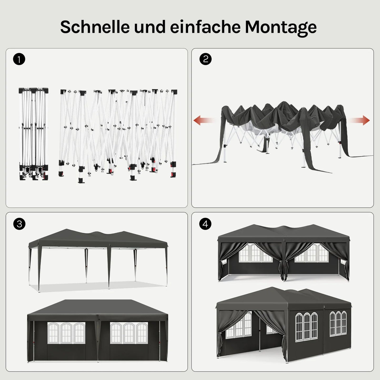 WOLTU Outdoor Garden Gazebo 3x6m Folding Pop-up Tent with 6 Removable Side Panels UV Resistant Waterproof Carry Bag for Parties Nova Oria