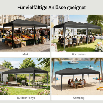 WOLTU Outdoor Garden Gazebo 3x6m Folding Pop-up Tent with 6 Removable Side Panels UV Resistant Waterproof Carry Bag for Parties Nova Oria
