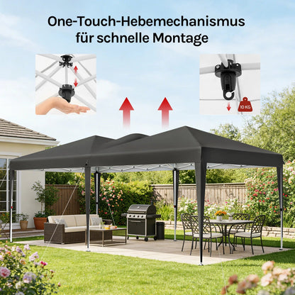 WOLTU Outdoor Garden Gazebo 3x6m Folding Pop-up Tent with 6 Removable Side Panels UV Resistant Waterproof Carry Bag for Parties Nova Oria