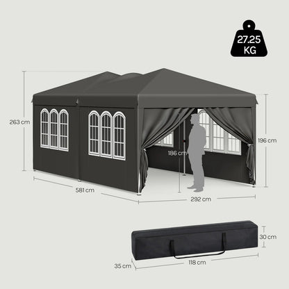 WOLTU Outdoor Garden Gazebo 3x6m Folding Pop-up Tent with 6 Removable Side Panels UV Resistant Waterproof Carry Bag for Parties Nova Oria