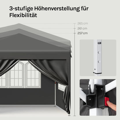 WOLTU Outdoor Garden Gazebo 3x6m Folding Pop-up Tent with 6 Removable Side Panels UV Resistant Waterproof Carry Bag for Parties Nova Oria