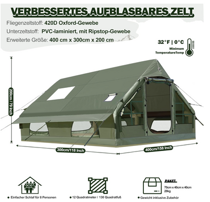 Aufblasbares Zelt 4-8 Personen ORIA – Camping, Wasserdicht, Schnell Aufbau, Familienzelt