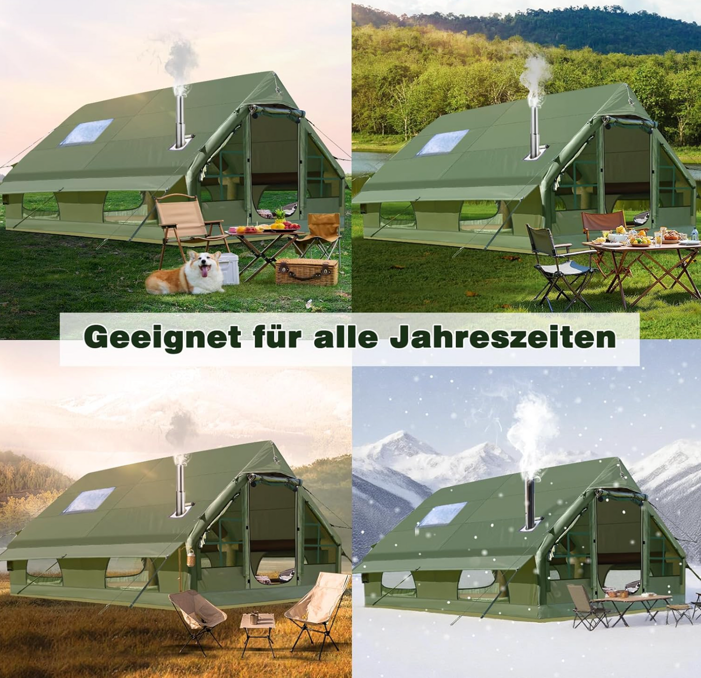 Aufblasbares Zelt 4-8 Personen ORIA – Camping, Wasserdicht, Schnell Aufbau, Familienzelt