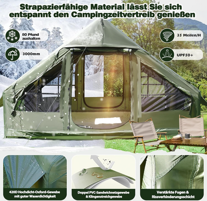 Aufblasbares Zelt 4–6 Personen ORIA – Camping, Wasserdicht, Schnell Aufbau, Familienzelt