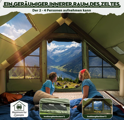 Aufblasbares Zelt 4–6 Personen ORIA – Camping, Wasserdicht, Schnell Aufbau, Familienzelt