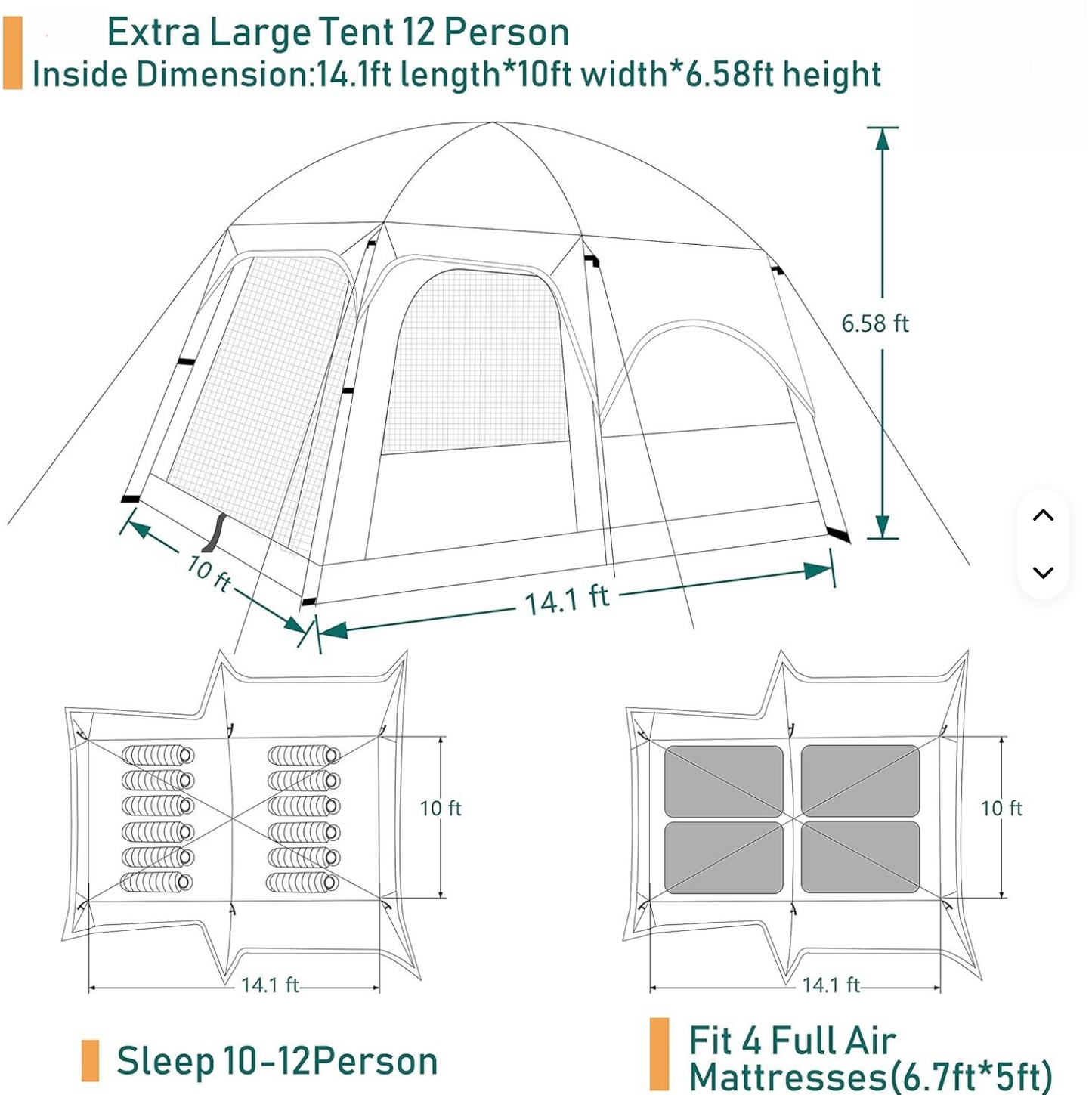 Tente de camping familiale 1 chambre – 4 places