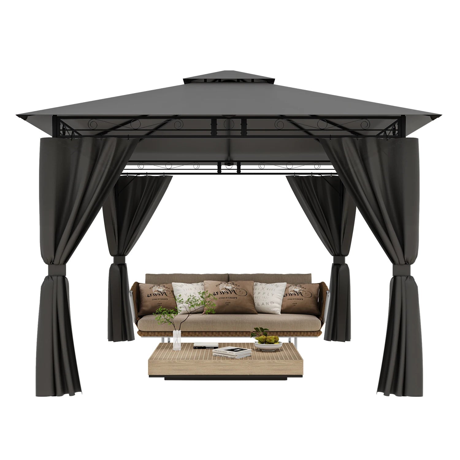 Devoko garden Pavilion 3x3 Meter Waterproof Deluxe Pavilion Party tent Metal Frame Double Wall Roof Design Nova Oria