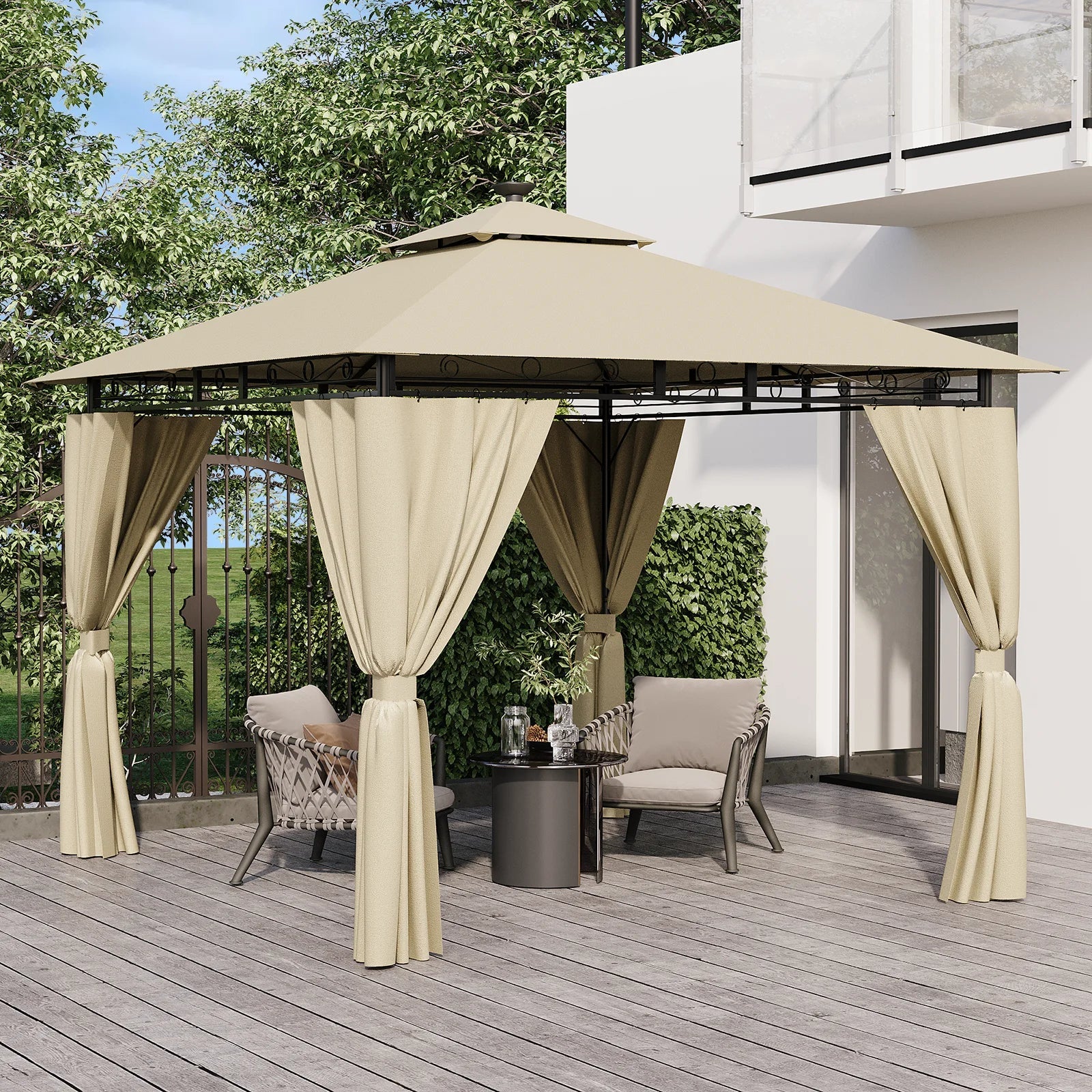 Devoko garden Pavilion 3x3 Meter Waterproof Deluxe Pavilion Party tent Metal Frame Double Wall Roof Design Nova Oria