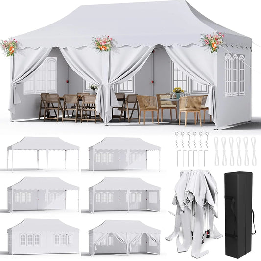 Canopy 3x6m Pop Up Pavilion Gazebo Tent with All Sidewalls, Waterproof Commercial Canopy Outdoor Instant Gazebo UV50+ Party Tent Nova Oria