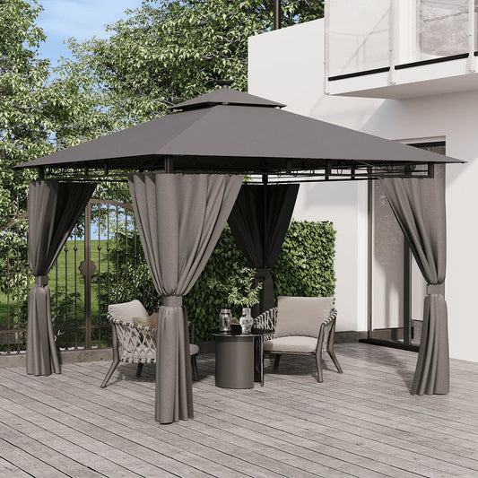 Devoko 3*3m Outdoor LED Light Pavilion Waterproof Sun Resistant Double Roof garden Roofing Nova Oria