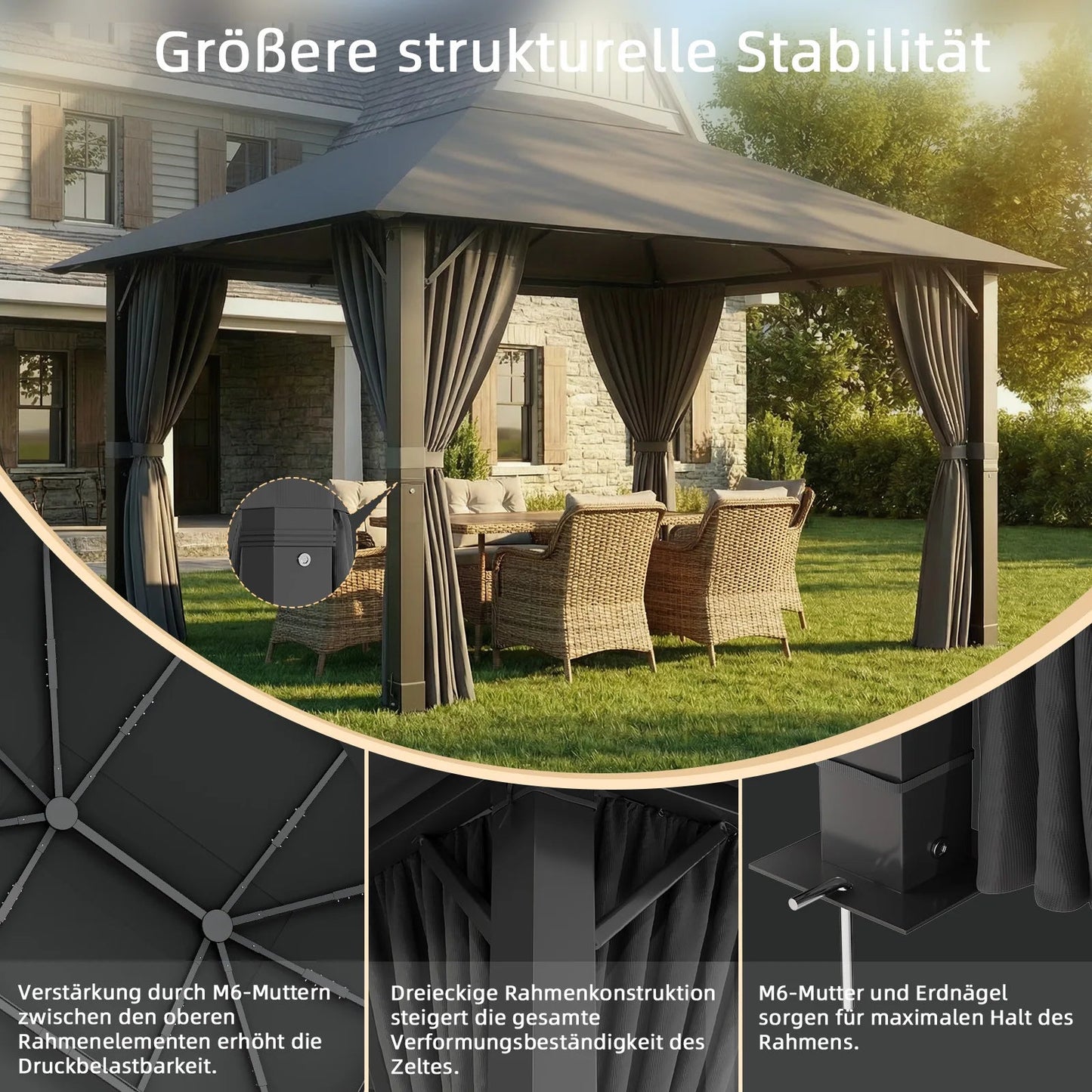 Devoko Premium Aluminum Pavilion All-weather suitable with stable construction, pavilions for courtyards and gardens Nova Oria