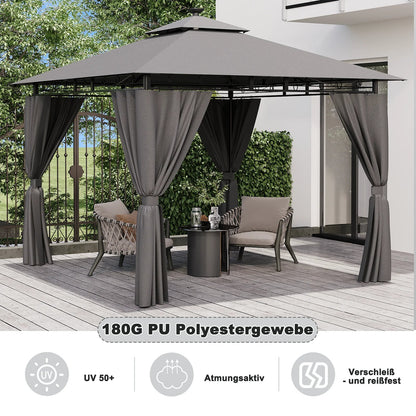 Devoko 3*3m Outdoor LED Light Pavilion Waterproof Sun Resistant Double Roof garden Roofing Nova Oria