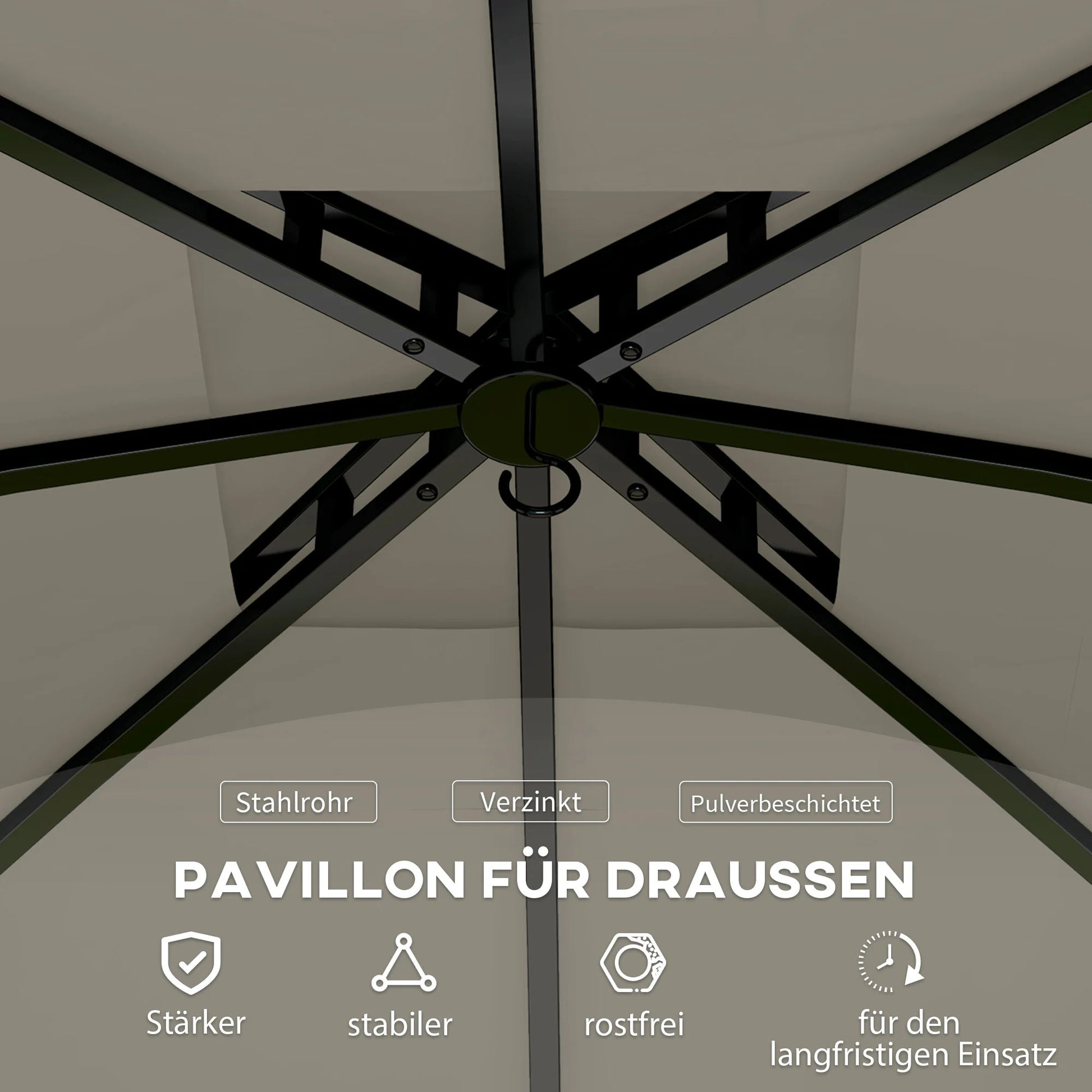 Outsunny Pavilion 3.4x3,4m water repellent garden pavilion with 4 side panels Nova Oria