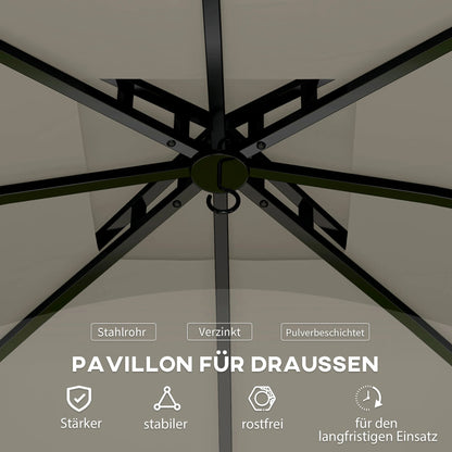 Outsunny Pavilion 3.4x3,4m water repellent garden pavilion with 4 side panels Nova Oria
