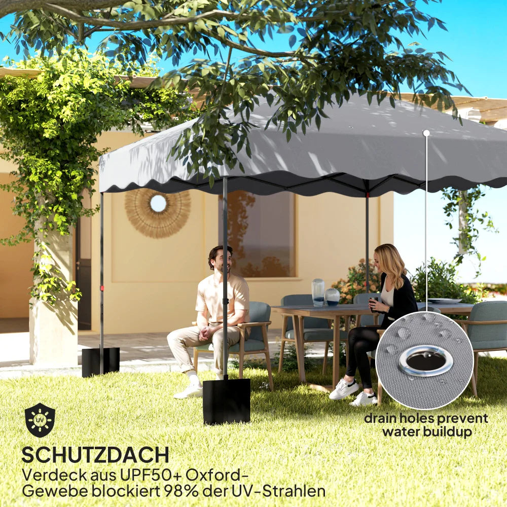 3x3m Pop Up Pavilion Height Adjustable Light Grey Metal Fabric Tent Wheelchair Accessible Garden Patio Sun Shelter Nova Oria
