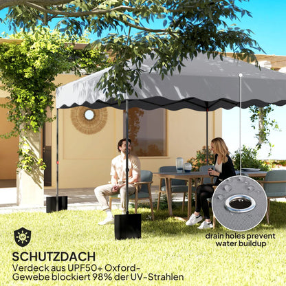 3x3m Pop Up Pavilion Height Adjustable Light Grey Metal Fabric Tent Wheelchair Accessible Garden Patio Sun Shelter Nova Oria