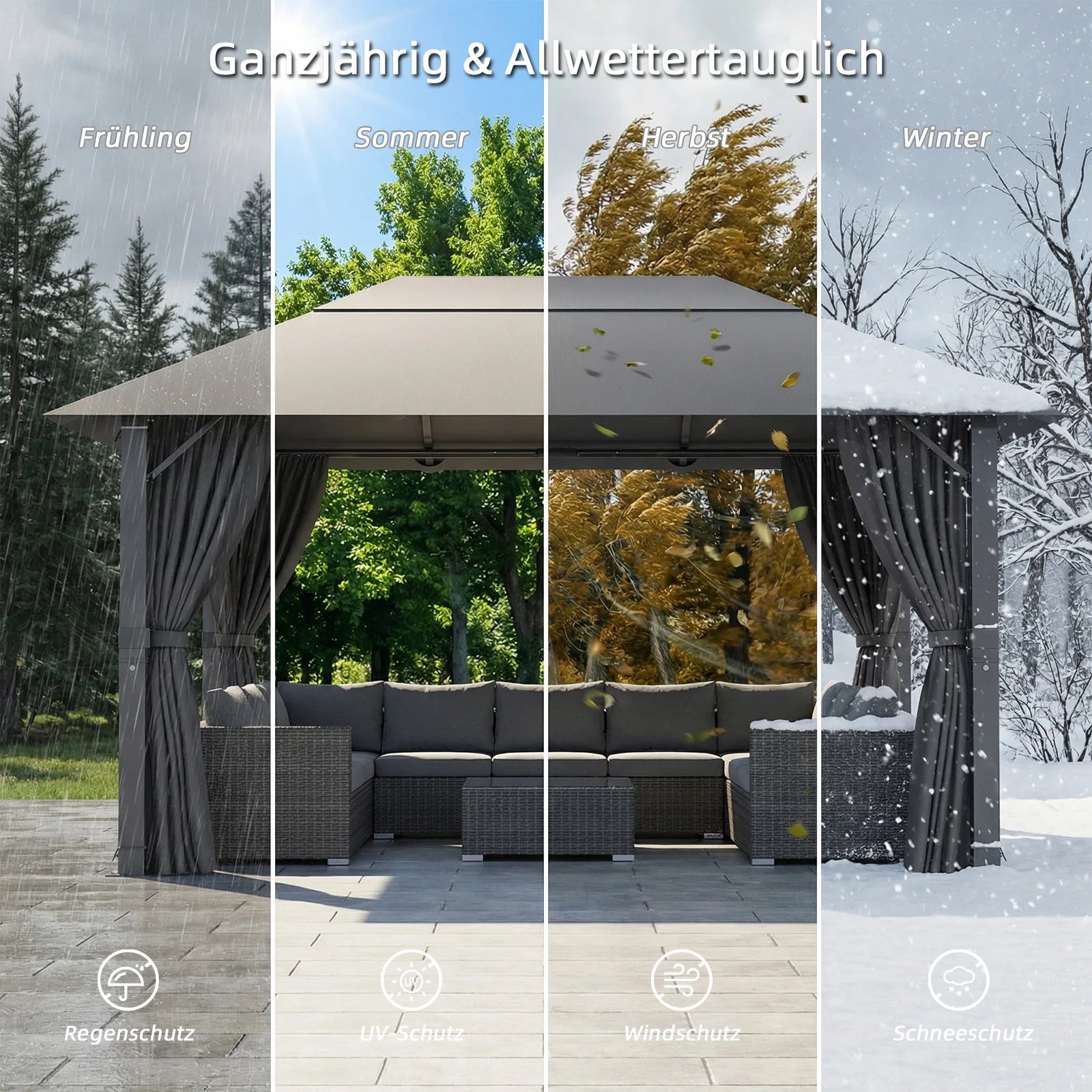 Devoko Premium Aluminum Pavilion All-weather suitable with stable construction, pavilions for courtyards and gardens Nova Oria