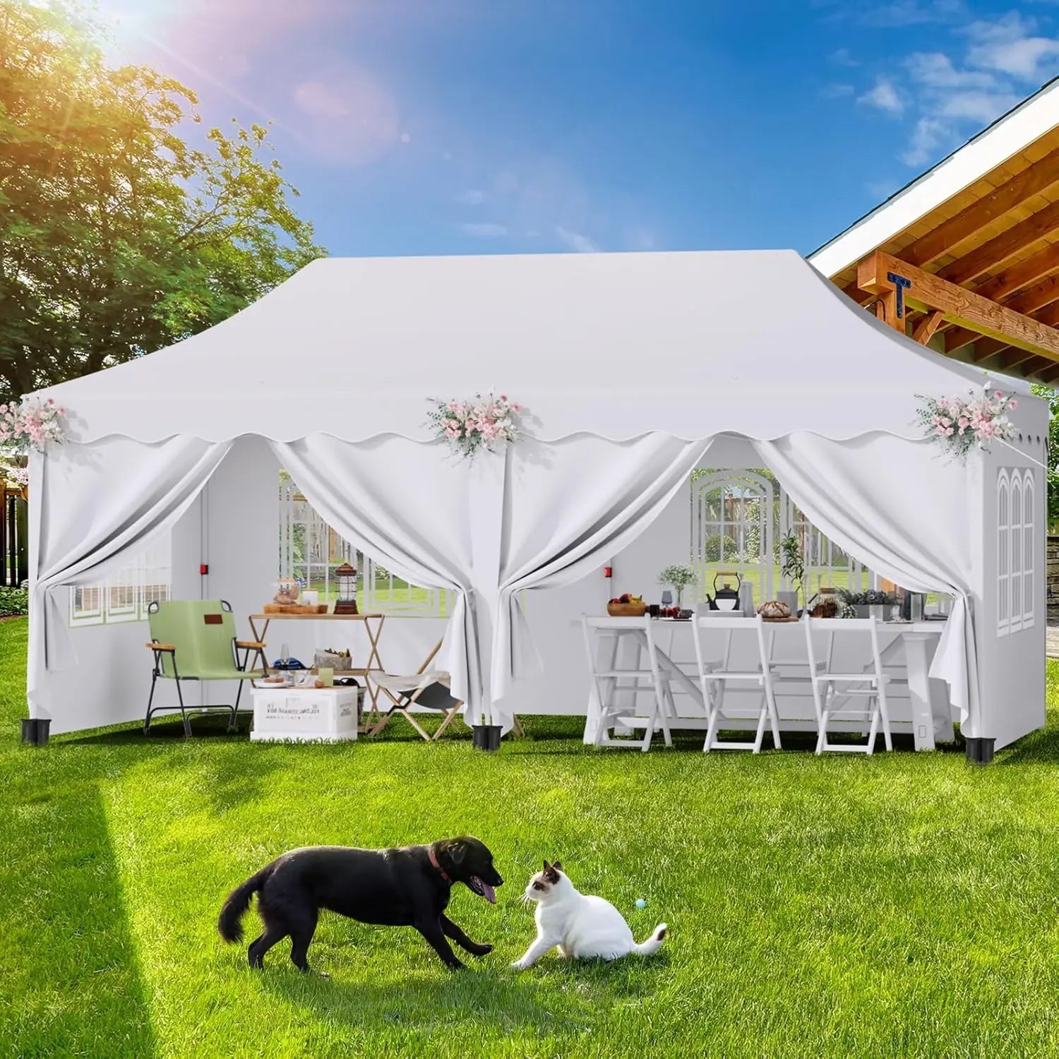 Canopy 3x6m Pop Up Pavilion Gazebo Tent with All Sidewalls, Waterproof Commercial Canopy Outdoor Instant Gazebo UV50+ Party Tent Nova Oria