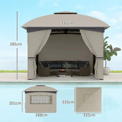 Outsunny Pavilion 3.4x3,4m water repellent garden pavilion with 4 side panels Nova Oria