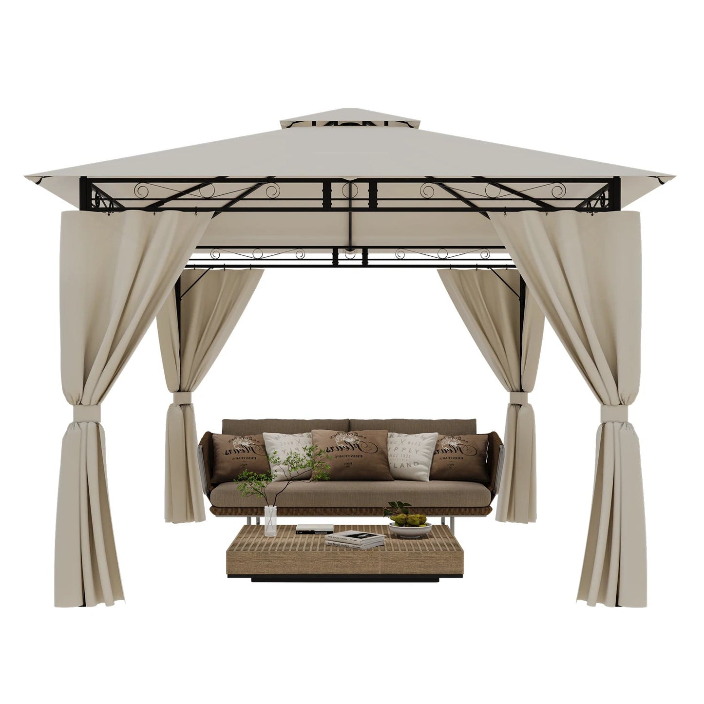 Devoko garden Pavilion 3x3 Meter Waterproof Deluxe Pavilion Party tent Metal Frame Double Wall Roof Design Nova Oria