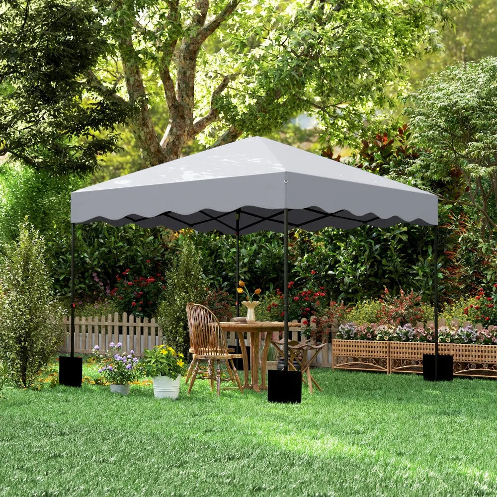 3x3m Pop Up Pavilion Height Adjustable Light Grey Metal Fabric Tent Wheelchair Accessible Garden Patio Sun Shelter Nova Oria