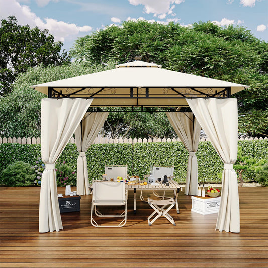 Devoko garden Pavilion 3x3 Meter Waterproof Deluxe Pavilion Party tent Metal Frame Double Wall Roof Design Nova Oria