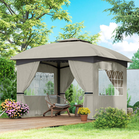 Outsunny Pavilion 3.4x3,4m water repellent garden pavilion with 4 side panels Nova Oria