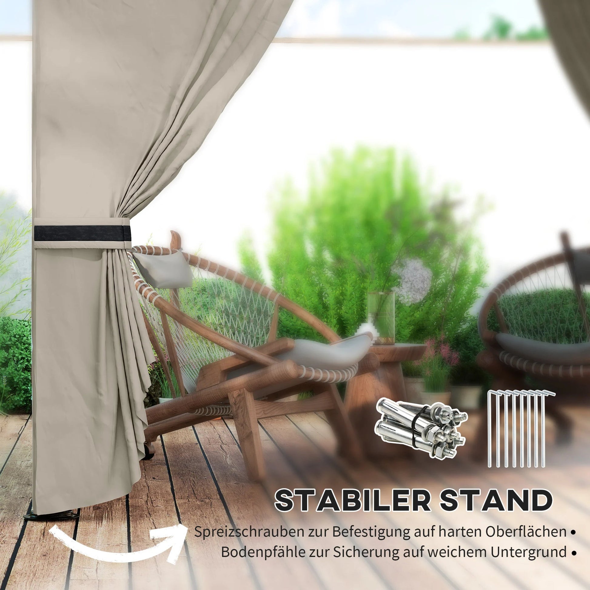 Outsunny Pavilion 3.4x3,4m water repellent garden pavilion with 4 side panels Nova Oria