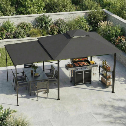Devoko Premium pavilion with extendable side awning & double-layer roof incl. Mosquito net & Draperies for garden, Terrace Nova Oria