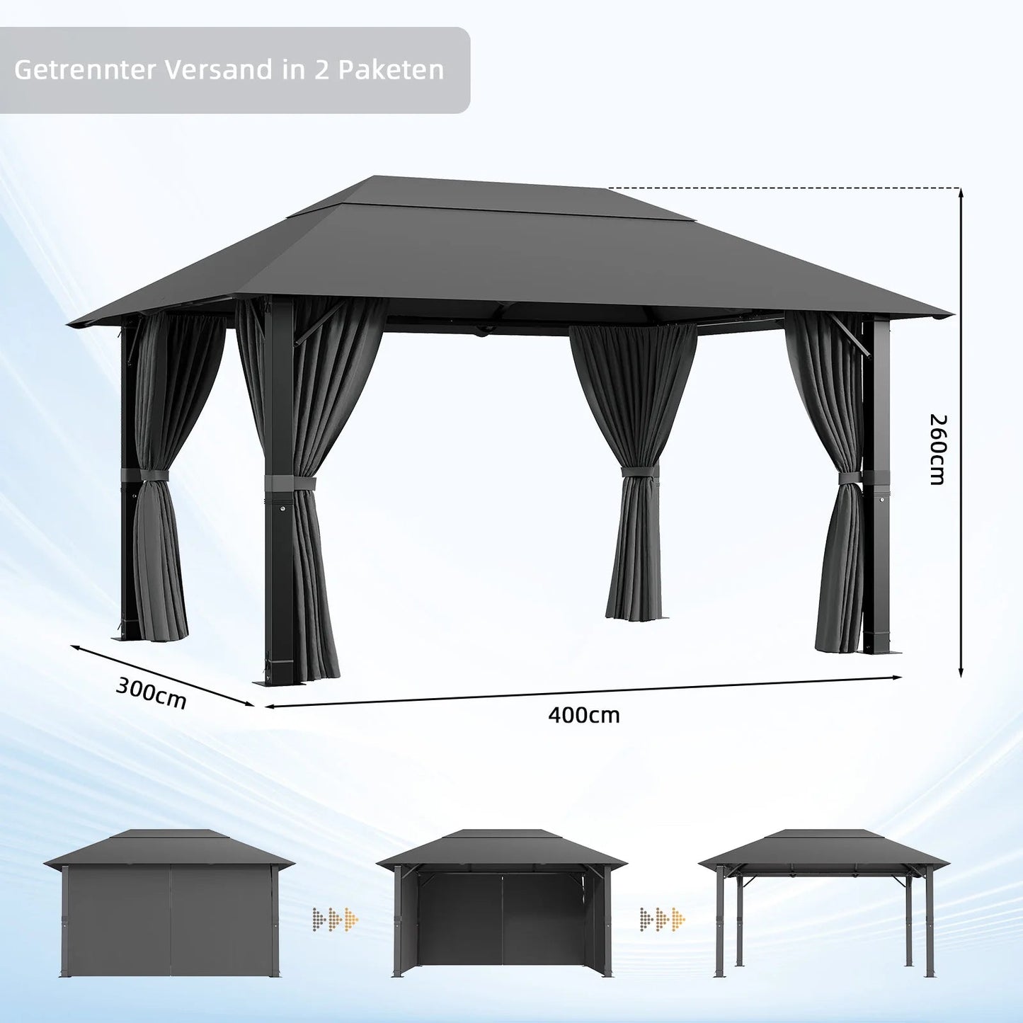 Devoko Premium Aluminum Pavilion All-weather suitable with stable construction, pavilions for courtyards and gardens Nova Oria