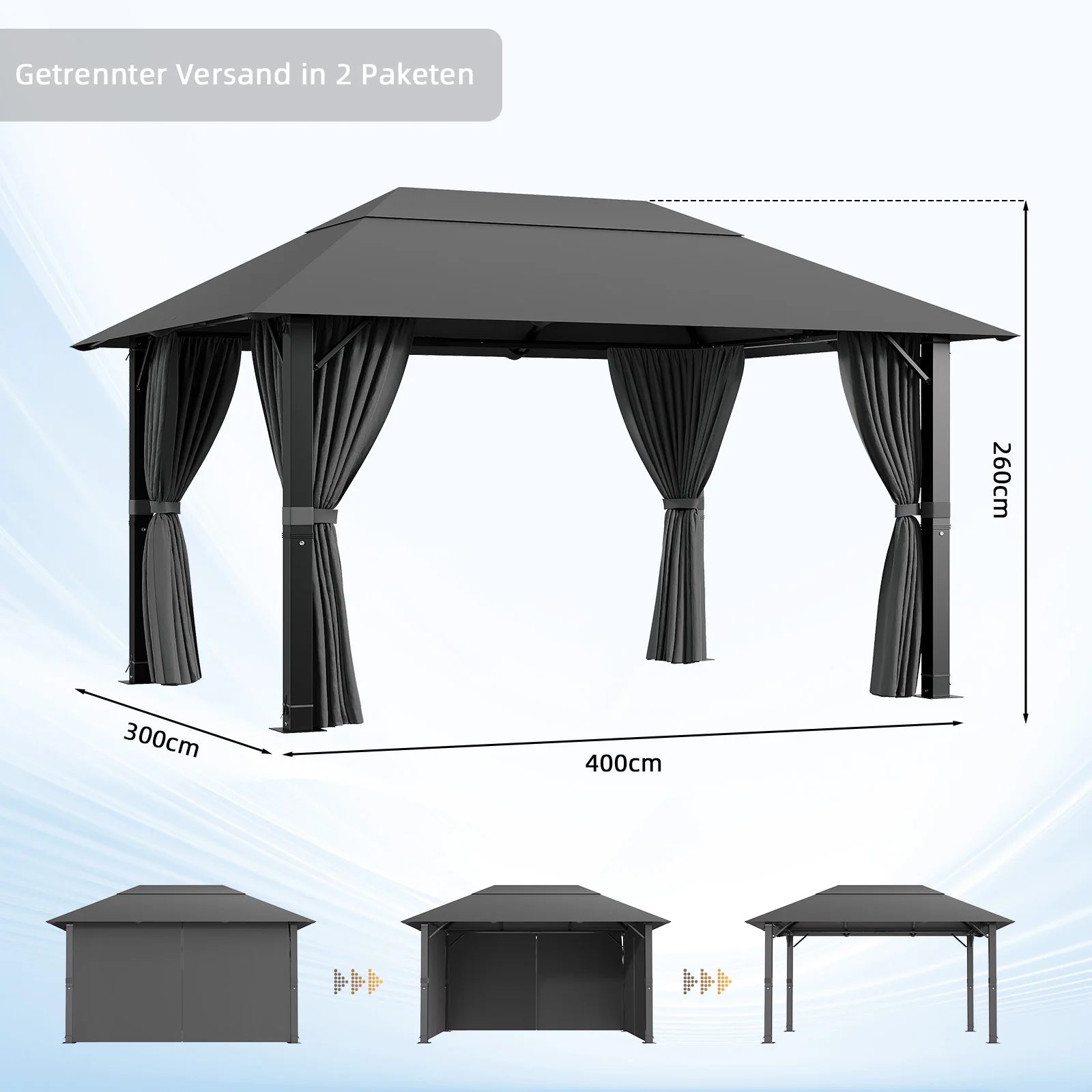 Devoko Premium Aluminum Pavilion All-weather suitable with stable construction, pavilions for courtyards and gardens Nova Oria