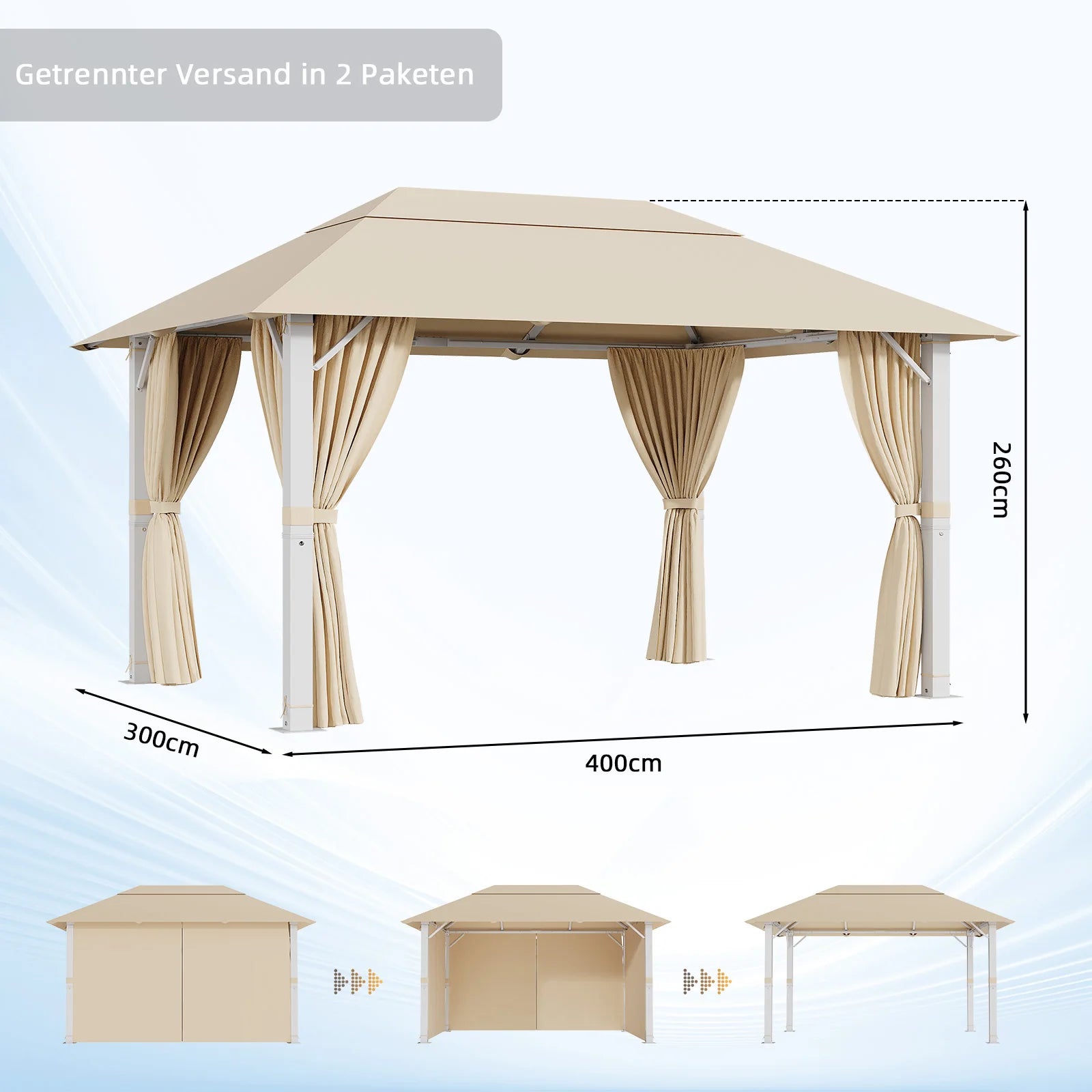 Devoko Premium Aluminum Pavilion All-weather suitable with stable construction, pavilions for courtyards and gardens Nova Oria