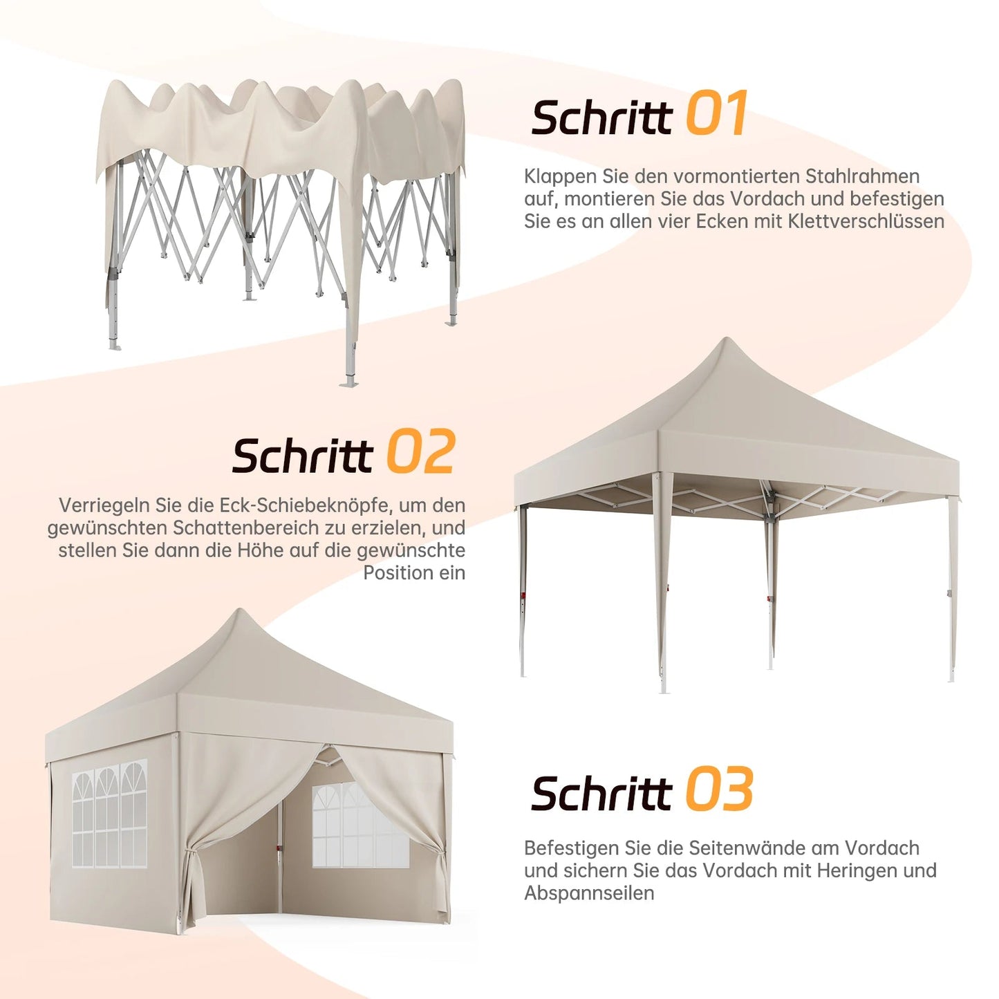 Devoko Multi-functional folding Pavilion waterproof, UV protection 50 +, stable construction for garden, celebrations & weekly markets Nova Oria