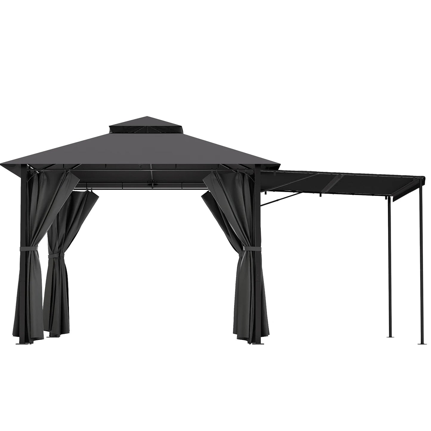 Devoko Premium pavilion with extendable side awning & double-layer roof incl. Mosquito net & Draperies for garden, Terrace Nova Oria