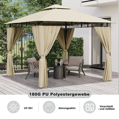 Devoko garden Pavilion 3x3 Meter Waterproof Deluxe Pavilion Party tent Metal Frame Double Wall Roof Design Nova Oria