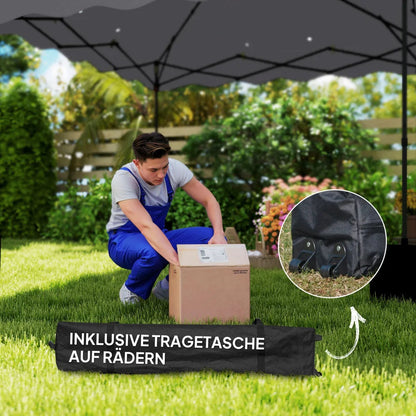 3x3m Pop Up Pavilion Height Adjustable Light Grey Metal Fabric Tent Wheelchair Accessible Garden Patio Sun Shelter Nova Oria