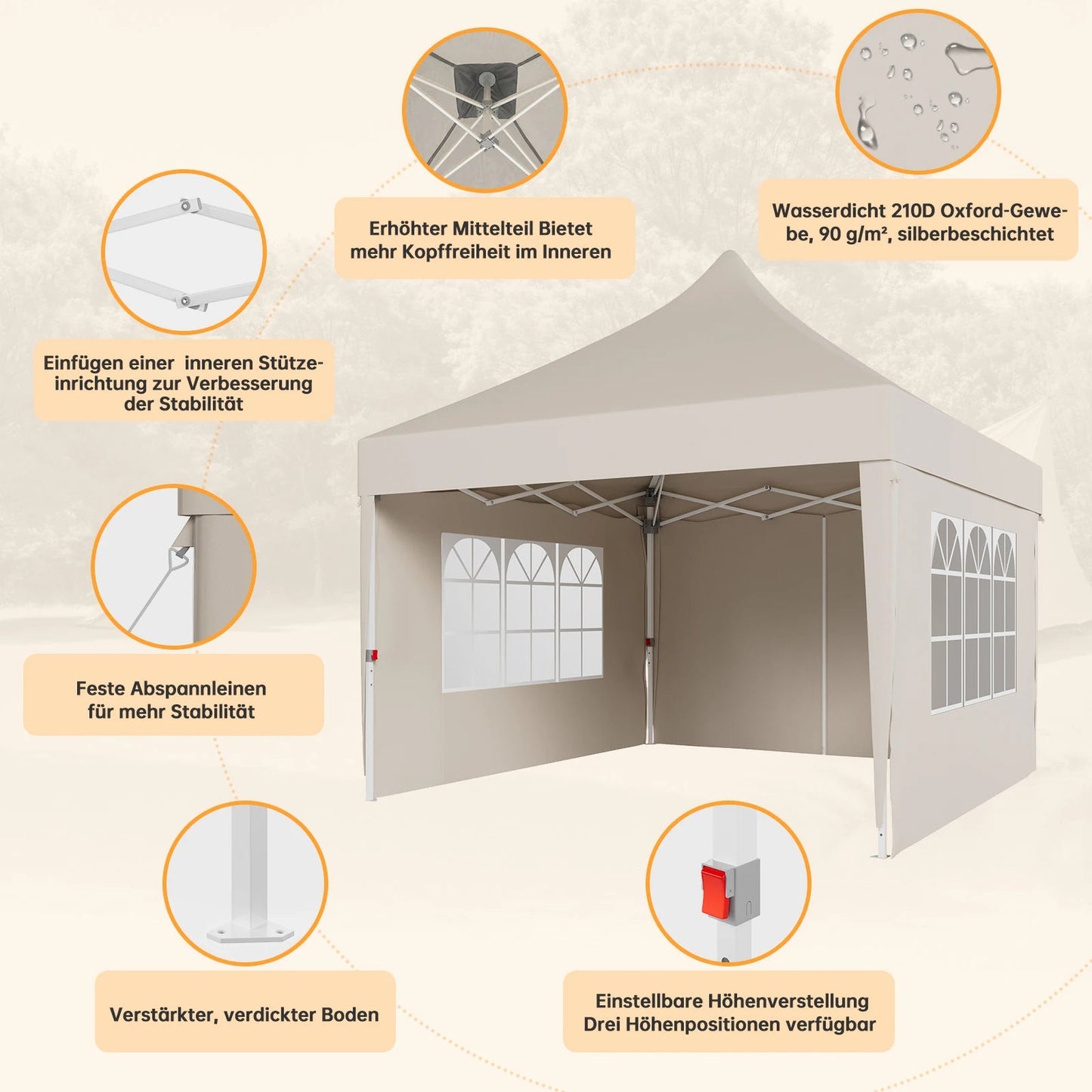 Devoko Multi-functional folding Pavilion waterproof, UV protection 50 +, stable construction for garden, celebrations & weekly markets Nova Oria