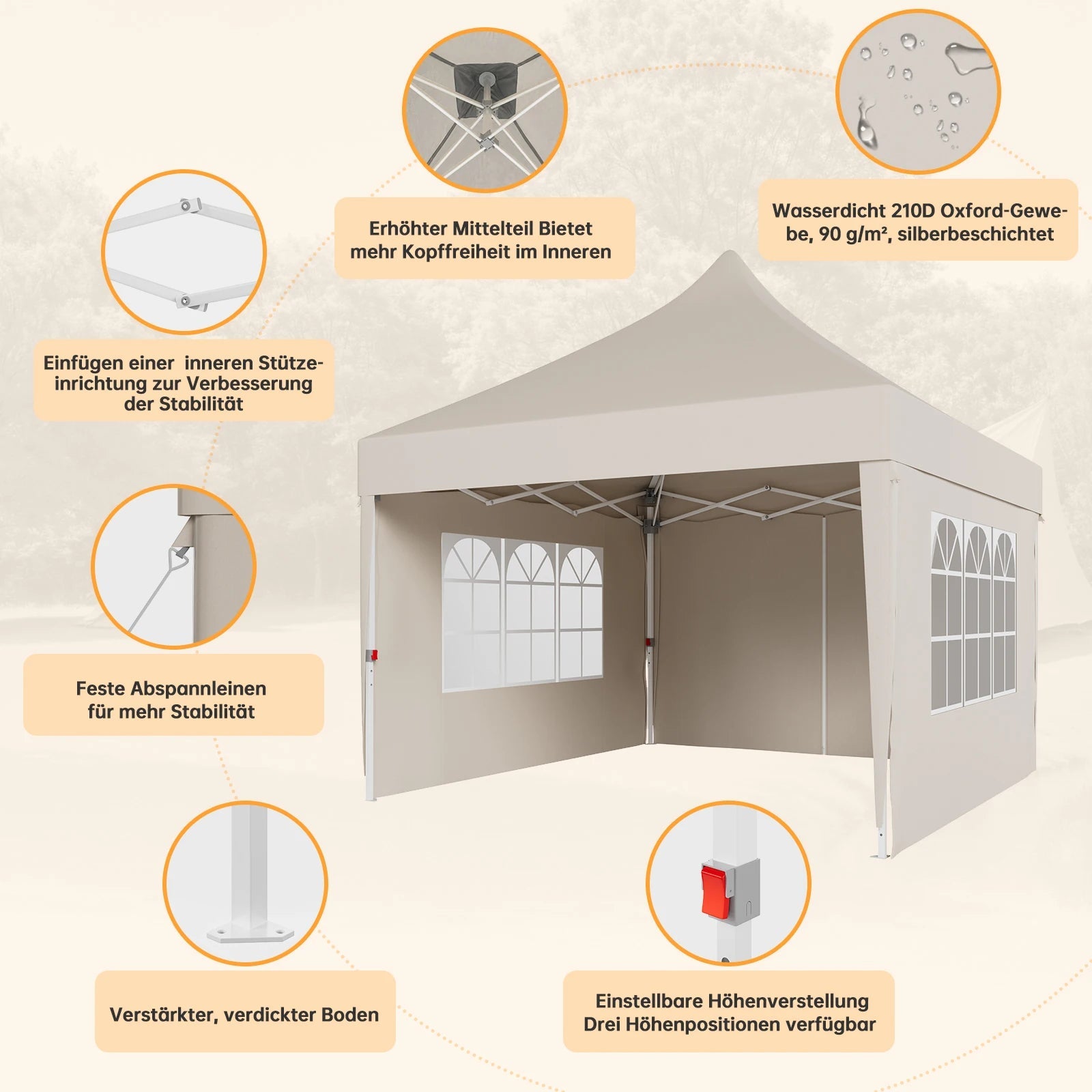 Devoko Multi-functional folding Pavilion waterproof, UV protection 50 +, stable construction for garden, celebrations & weekly markets Nova Oria