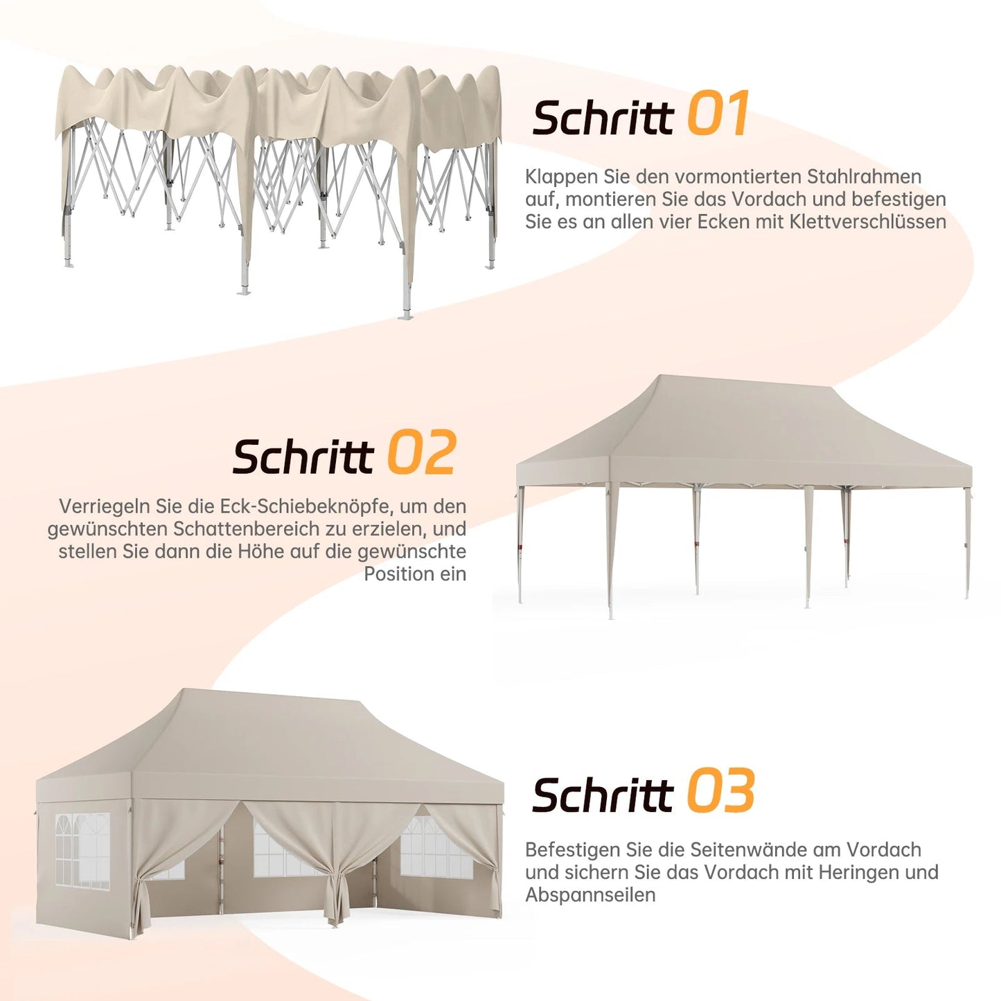 Devoko Multi-functional folding Pavilion waterproof, UV protection 50 +, stable construction for garden, celebrations & weekly markets Nova Oria